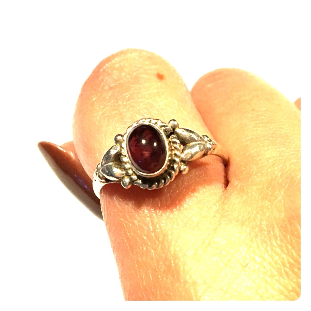 Red/brown agate, antique style, sterling silver